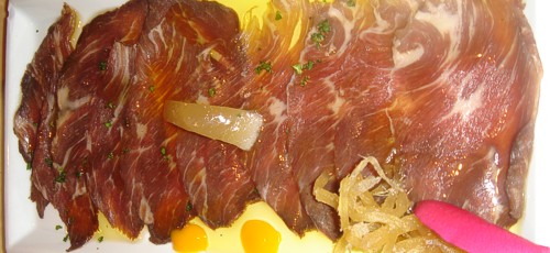 Sashimi de presa ibérica con jengibre