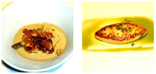 Royal de alcachofas con foie-gras & Tortilla de caviar ahumado