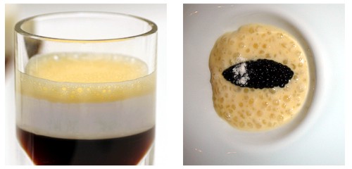 Chupito Cinc Sentits & Crema de coliflor con caviar de arenque