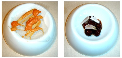 Caramelo con txangurro  &  Potaje de avellanas