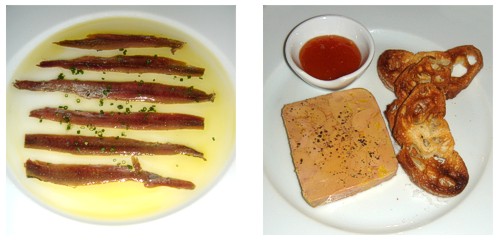Anchoas con pan de cristal  &  Terrina de foie-gras de pato