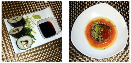 Sushi de tomate  &  Hamburguesa de atún rojo