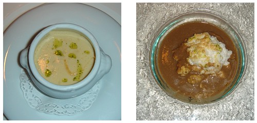 Crema de coliflor  &  Setas con huevo nube